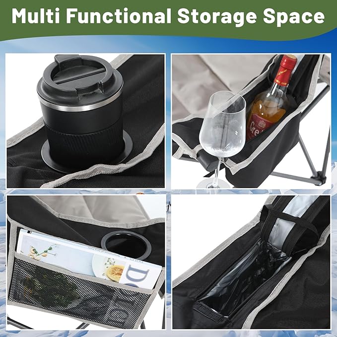 Nice C Heated Double Camping Chair with Canopy, Heated Outdoor Sports Folding Chair with Battery, Portable Padded Umbrella Chairs with Shade, Cup Holder, Cooler Bag, Loveseat for Lawn, Outdoors