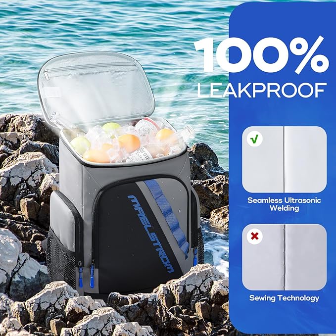 Maelstrom Backpack Cooler,36 Can Cooler Backpack,Soft Cooler Bag Insulated Leakproof,Lightweight Ice Chest Backpack,Travel Cooler Lunch Backpack for Camping,Hiking,Beach