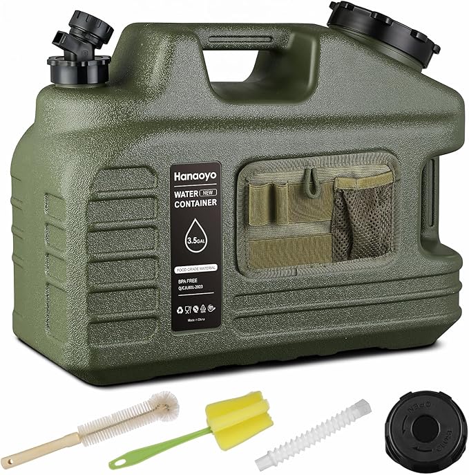 3.5 Gallon Camping Water Jug with Spigot, Water Container BPA Free Water Storage with Tool Bag, Portable Water Tank Emergency Water Storage for Hiking, Camping, Picnic, Home Use