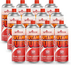 Butane Fuel Canister, 8oz (227g) Butane Refill with TSR Safety Valve, for Camping Stoves, Kitchen Torch, BBQ, 12 PCS