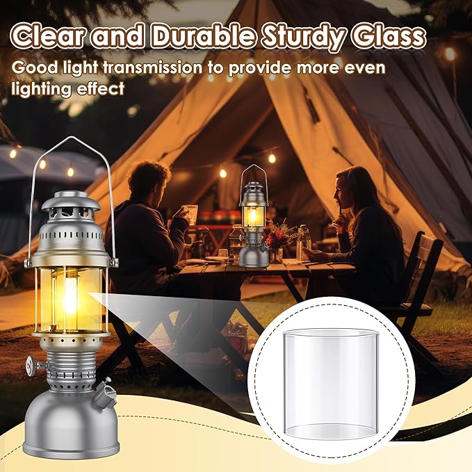Propane Lantern Globe Glass Replacement Compatible with Coleman Fueled Lanterns, Standard Replacement Parts, Clear Lantern Mantles, Reusable Lantern Mantles Parts for Outdoor Camping Lantern