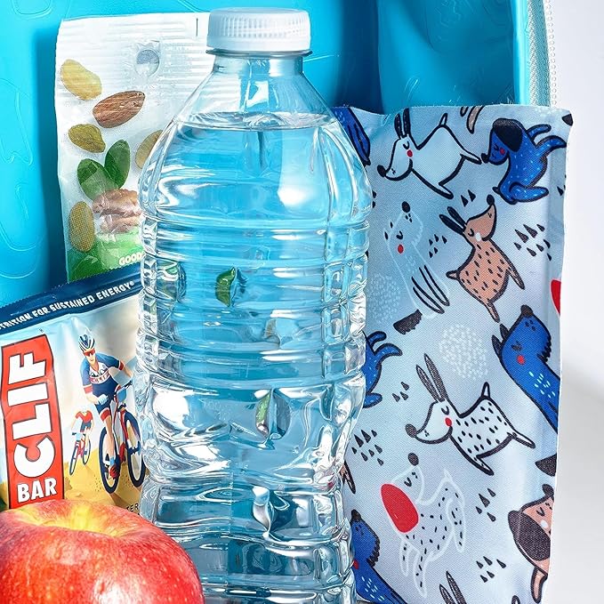 Cool Coolers by Fit & Fresh 2 Pack Soft Ice, Flexible Stretch Nylon Reusable Ice Packs for Lunch Boxes & Coolers, Happy Dogs
