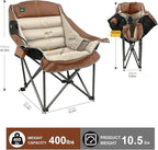 Northroad Oversized XL Padded Camping Chair w/Cell Phone Holder, Large Camp Chair, Foldable Lawn Chair w/Cup Holder,Carry Bag for Outdoor Hiking, Picnics, Heavy-Duty 400-lbs Capacity, Moca