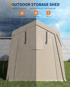 6x6FT Carport, Heavy Duty Motorcycle Shed with Waterproof PE Tarp, Portable Outdoor Storage Shed for Bikes and Firewood, All-Weather Car Shelter with Roll-Up Zipper Door, 6x6FT, Gray