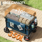 Portal 350L Collapsible Wagon Cart with Removable Canopy, 270LB Folding Utility Cart with Rear Door for Pet, Camping, Beach, and Outdoor Adventures