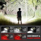 LED Hard Hat Light, 800Lumens Rechargeable Dimmable Clip on Cap Lights, 180°Adjustable Hat Flashlight Headlamp Waterproof for Running, Camping, Hunting, Cycling