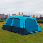 KTT Extra Large Tent 12 Person,Family Cabin Tents,Awning,2 Rooms,4 Doors and 4 Windows with Mesh,Straight Wall,Waterproof,Double Layer,Big Tent for Outdoor,Picnic,Camping,Family Gathering