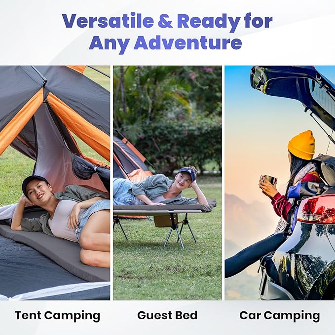 Hazli Matrix AirCell Memory Foam Camping Mattress Pad - CertiPUR-US Roll Up Mattress for Adults - Portable Foam Sleeping Mats for Camping - Camp Cot Sleeping Pad - Floor Sleep Mat Bed Roll for Car RV