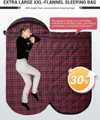 KingCamp Sleeping Bag for Adults, Cold Weather & Warm Extra Wide Big & Tall XL Portable Waterproof Flannel Sleeping Bags, Essentials Gear Accessories for Camping Backpacking Hiking Indoor & Outdoor