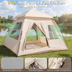 Goplus 4 Person Camping Tent, Portable Automatic Easy Setup Cabin Tent with Rainfly, Mesh Windows, 2 Doors & Carrying Bag, Lightweight Outdoor Sun Shelter for Hiking Traveling Picnic