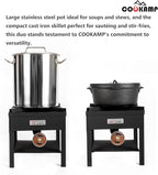 High Pressure Banjo 1-Burner Outdoor Propane Gas Cooker 260000 BTU with 0-30 PSI Adjustable Regulator and Steel Braided Hose For Outdoor Cooking Turkey Fry (BALCK) SA1750
