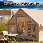 Inflatable Tent with Skylight, Quick Setup Blow Up Tents with Pump, Hot Tent with Stove Jack, Waterproof Oxford Inflatable House for Camping, Air Glamping Tents for Camping Adult 4-6 Person