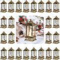 Vintage Lanterns Decorative Indoor: 24 Pcs Brass Mini Lanterns for Wedding Table Centerpieces Small Battery Powered Led Lights Bulk for Party Christmas