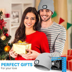Valentines Day Gifts for Him, Beanie Hats with Light, USB Rechargeable LED Hand Free Headlamp, Birthday Gifts for Men, Women, and Teens, Ideal for Camping, Hiking, 2 Pack, Grey