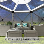 COBIZI Pop Up Gazebo Screen Tent Screen House for Camping, 12x12 Screen Room with Mosquito Netting, Hub Tent Instant Screened Canopy with Carrying Bag and Ground Stakes, Gray