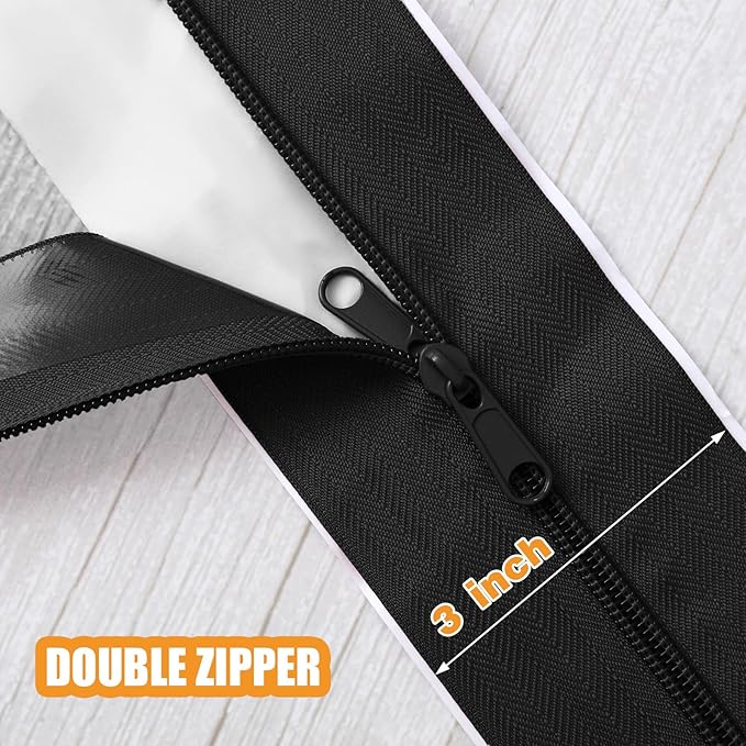 Tigeen 2 Roll Heavy Duty Zipper Door for Dust Barriers 7 ft x 3 Inch Self Adhesive Construction Zipper Door for Greenhouse Tent Accessories (Black)