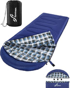 Sportneer Sleeping Bags for Adults, 0 Degree Sleeping Bag XL Flannel Winter Cold Weather Sleeping Bag with Detachable Hood Compression Sack for Camping, Backpacking, Hiking