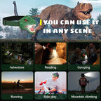 Dysaim Dinosaur Headlamp for Kids Flashlight Outdoor Camping Gear LED Reading Head lamp, Hiking Accessories Headlight for Kids or Adults, Dinosaur Toys HeadLamps Ideal Gift for Birthday, Xmas
