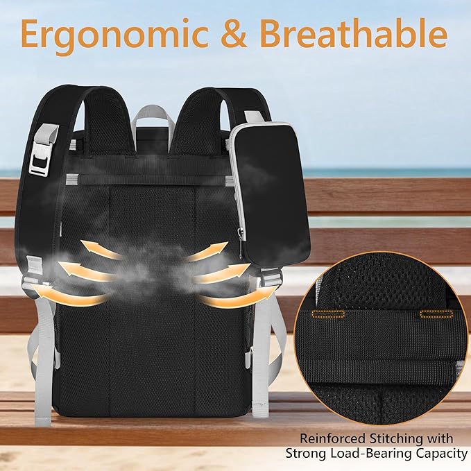 Cooler Backpack, 40 Cans Insulated Lunch Backpack Picnic Backpack for Men&Women, Durable Cooler Bag with 2 Leak Proof Compartments for Picnic, BBQ Camping, Lunch, Beach, Hiking, Black