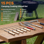 Portable Camping Cooking Utensils Set, Camp Kitchen & Campfire Cooking Equipment, RV Essentials, Camper Must-Haves Accessories, Outdoors Cookware, Christmas Stocking Stuffers Gifts
