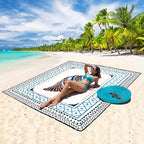 Beach Blanket Waterproof Sandproof Beach Mat 79" X 83"/10'x9'for 2-8 Adults Quick Drying Outdoor Picnic Mat Beach Accessories for Travel, Camping, Hiking