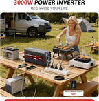 3000W Power Inverter 12V to 110V 120V AC Pure Sine Wave Inverter for RV Truck Camping,Outdoor Off-Grid Power Converter with LCD Display,Wired Controller,AC Outlets USB Ports(12V-3000Watt)