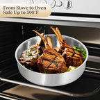 Inqibee Tri-Ply Stainless Steel Cookware Set with Removable Handle, Detachable Handle 10 Inch Deep Frying Pan, 3 QT Sauté Pan with Lid, Induction Kitchen Cooking, Dishwasher and Oven Safe