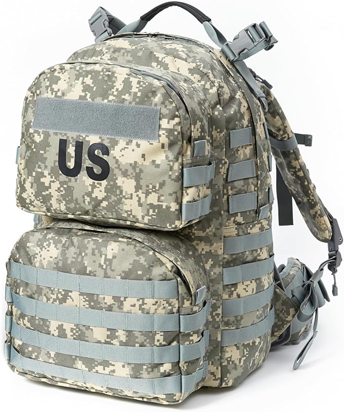 Akmax MOLLE II Medium Rucksack Military Tactical Backpack with Detachable Side Pouches & Upgraded Frame for Enhanced Comfort