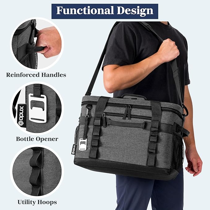OPUX Cooler Bag, 48/60 Cans Insulated Soft Collapsible Portable Cooler, Soft Sided Leakproof Cooler for Beach Camping with Shoulder Strap, Ice Chest for Travel Road Trip Picnic
