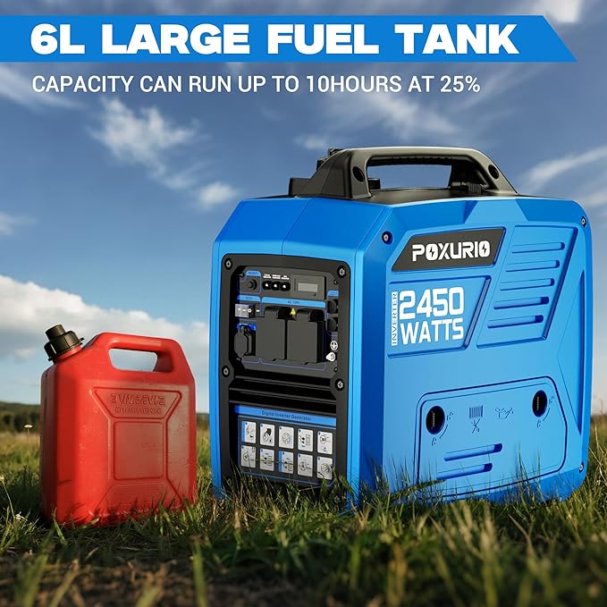 2450-Watt Portable Inverter Generator for Home Use, Super Quiet Small 120V Gas Generator for Camping, 1.6 Gallon Gas Tank for 8.3 Hours Use, EPA Compliant