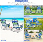 Tangkula Backpack Beach Chair with Table, 5-Position Lay Flat Beach Chairs with Cooler Bag, 2 Cup Holders, Towel Bar, Lightweight Low Folding Beach Chair with Backpack Straps