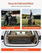 VEVOR Portable Folding Bench, 6 Seat Soccer Bench with Storage Pockets Cup Holders & Carrying Bag, Lightweight Sideline Seating with Sunshade for Football, Baseball, Camping, Outdoor Events, Black