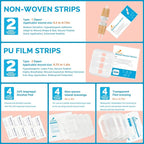 Emergency Wound Closure Strips - 16 Pack Laceration Closure Kit with 2 Types Zip Stitch Butterfly Bandage Sutures Kit - Painless, Stitchless Wound Repair for First Aid, Hiking, Camping & Home