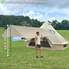 DANCHEL OUTDOOR B2 Portable Yurt with Stove Jack for Winter Camping, 4 Season Bell Tent Large Hot Tent 4/6 Person Family Camping Glamping Party 300D Oxford Khaki, 13ft/16.4ft