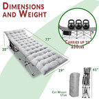 Zento Camping Cot and Mattress Folding Outdoor Travel Bed 2 Pack - Heavy Duty Max Load 450 LBS Premium Quality Cot Bed with Pad for Comfort Sleeping for Travel Home and Anytime Use