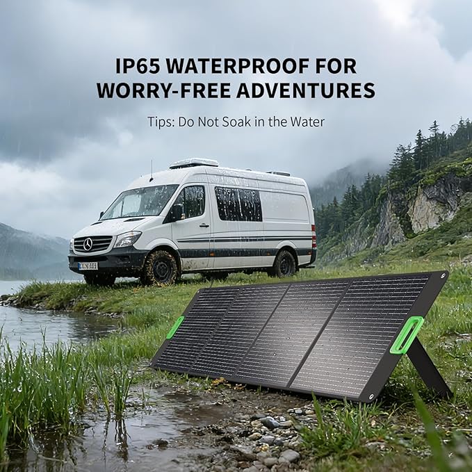 200W Portable Solar Panel Charger with 4 Kickstands, IP65 Waterproof Foldable Solar Charger Kit with DC XT60 & Anderson Outputs for Power Stations, Outdoor RV Camping, and Emergency Blackout