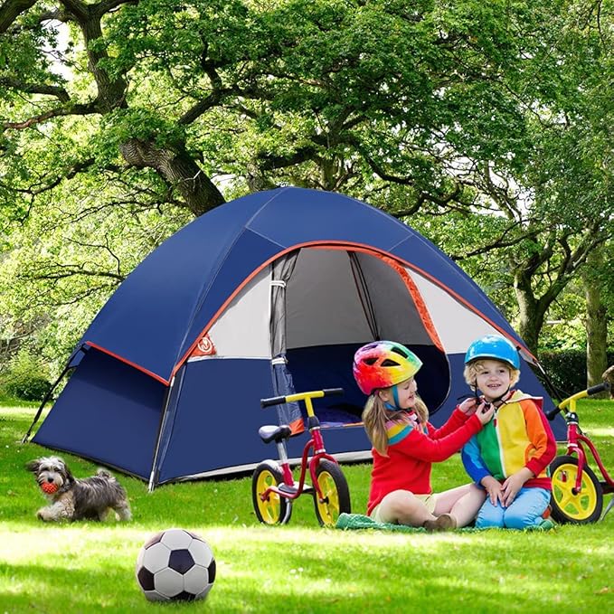 Camping Tent 2-4 Person, Waterproof Windproof Tent with Rainfly Easy Set up-Portable Dome Tents for Camping…