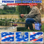 Kikerike Backpack Stool Cooler Chair Heavy Duty 300 LBS Max Load Portable Lightweight Stool Backpack Folding Fishing Cooler Seat for Camping Hunting Fishing - American Flag