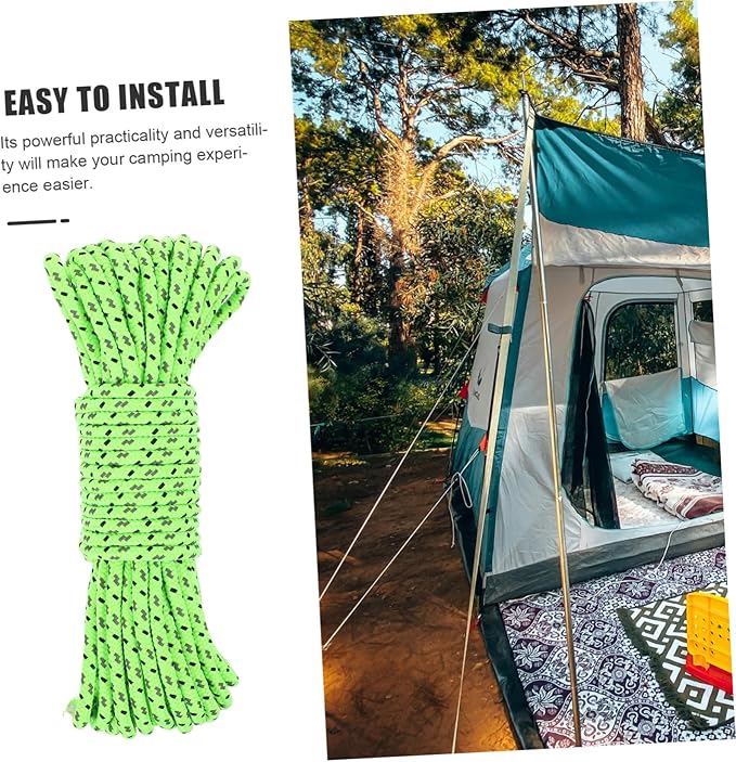 Mipcase 1roll Outdoor Camping Tent Tie Ropes Reflective Windproof Ropes for Lanterns Clothing and Gear Storage Lightweight and for Hiking and Backpacking