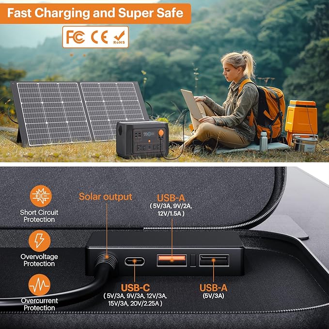 100W Portable Solar Panel N-Type 16BB,25% Efffciency Ultralight 7.98lbs Foldable Solar Charger for Jackery 300/EcoFlow River/Bluetti/Anker Solix, IP67 Waterproof for RV Camping Off-Grid