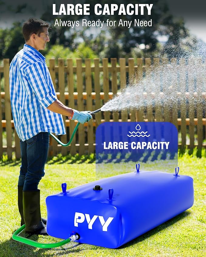 PYY Water Storage Bladder - 87 Gallon/330L Foldable Portable Water Bladder Tank with Spigot - Large Water Bob Bathtub Emergency Water Bladders for Outdoor RV Car Camping,Overflow Kit Blue
