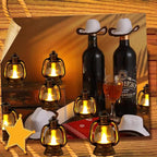 12 Pcs Mini Lanterns Decorative with LED Candle for Western Cowboy Xmas Home Decor Small Hanging Lantern Ornaments Camping Table Centerpiece Vintage Lantern Ornament