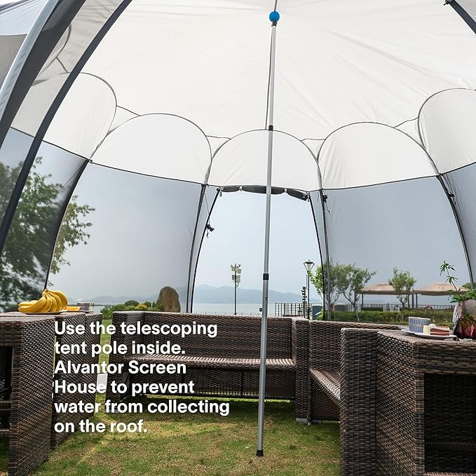 Alvantor Aluminum Telescoping Tarp Poles Adjustable Rods and Round Pad for Alvantor Screen House & Bubble Tent & Vendor Booth