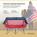 ARROWHEAD OUTDOOR 2-Pack Portable Folding Camp Loveseat Chair w/Glass & Cup Holders, Heavy Duty Carry Bag, 650 lbs Weight Capacity
