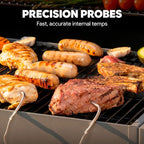 30-Inch Heavy-Duty Charcoal Grill with Digital Temperature Control & 2 Meat Probes, Outdoor BBQ Grill with Offset Smoker, 815 Sq. In. Cooking Space for Backyard BBQ, Black & Grey