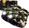 LED Beanie Hat with Light, USB Rechargeable LED Headlamp, Birthday Gifts for Women Adults, Gifts for Men, Him, Boyfriend, Husband, Camouflage, 2PCS