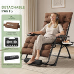 Amopatio Oversized Zero Gravity Chair, 33''W Reclining Camping Lounge Chair Upgraded Lock and Footrest, Cup Holder, Removable Cushion & Headrest Folding Patio Recliner for Relexing