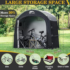 Happy Travel Bike Storage Shed Tent, Waterproof Portable Bicycle Cover with 30% More Top Storage Space for 2/3/4/5 Bikes,Clips Easy Setup Outdoor Sheds Shelter for Motorcycle, Garden Tools, Lawn Mower