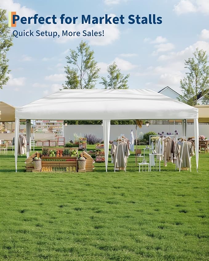 10x20 FT Pop Up Canopy Tent with 6 Sidewalls Easy up Canopy Tent Instant Shelter for Outdoor Event Party(White) ﻿
