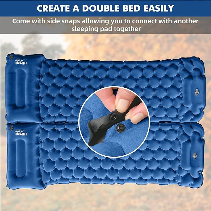 HiiPeak Camping Sleeping Pad, Ultralight Camping Mat with Pillow, Built-in Foot Pump Inflatable Sleeping Pads Compact for Camping Backpacking Hiking Traveling Tent